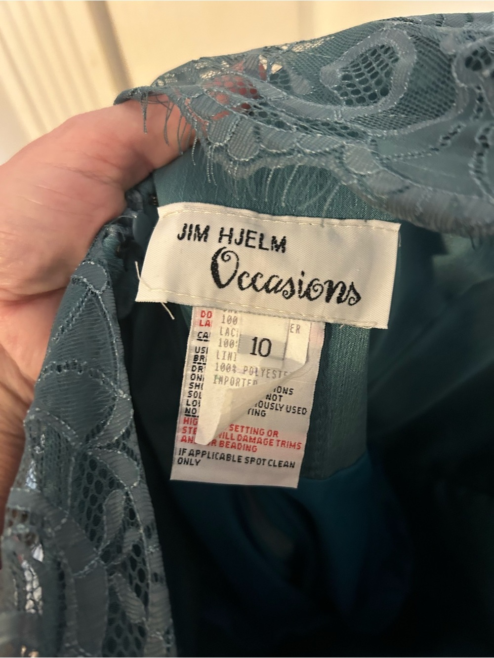 Jim Hjelm Occasions Teal Lace Chiffon Maxi Dress Size 10 NWT - Picture 7 of 8